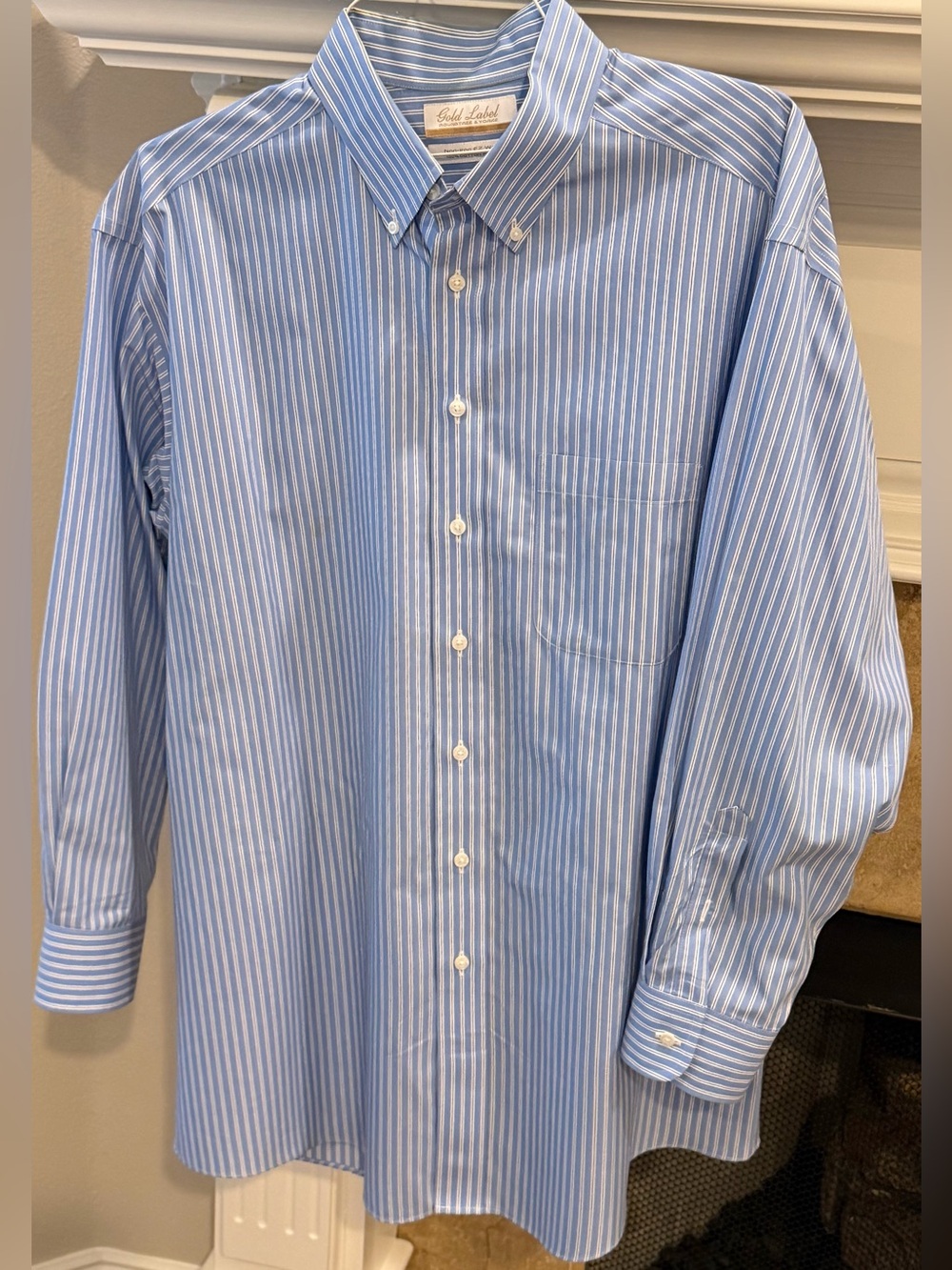 Roundtree & Yorke Gold Label Non-Iron Striped Poplin Dress Shirt
